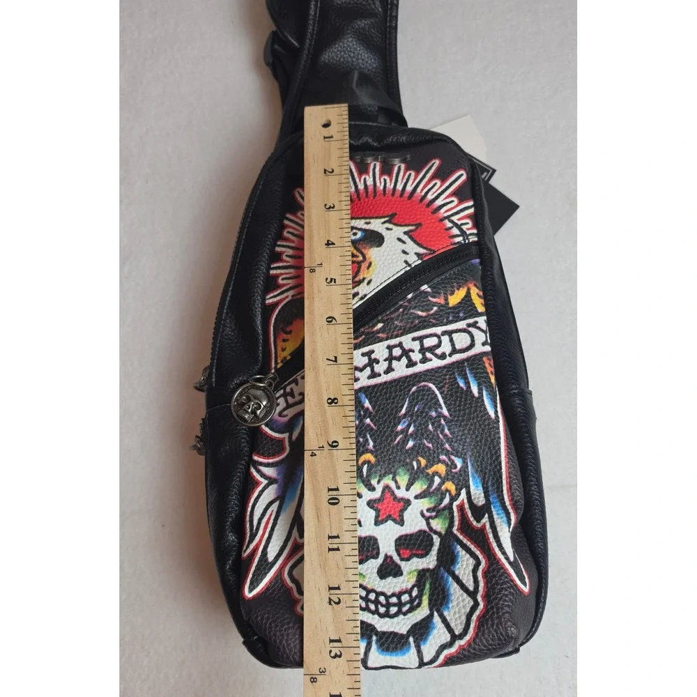 Ed Hardy Sling Bag Black Eagle Skull Tattoo Graphic Crossbody Backpack Y2K NWT